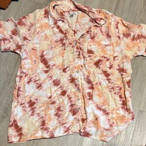 Amuse Society Tie-Dye Button-Up Shirt